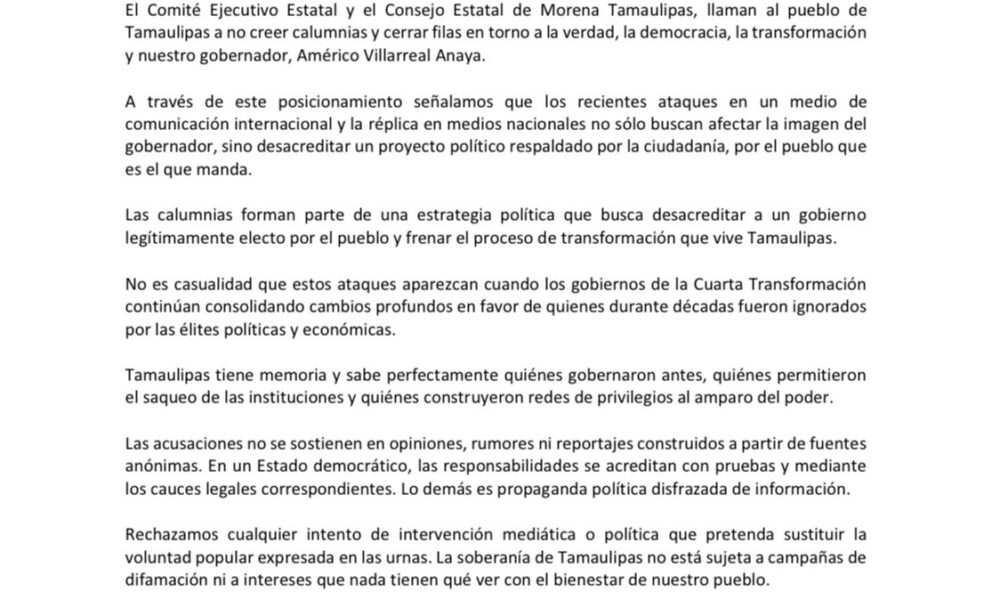 Morena respalda a Américo y acusa campaña de calumnias para frenar la transformación