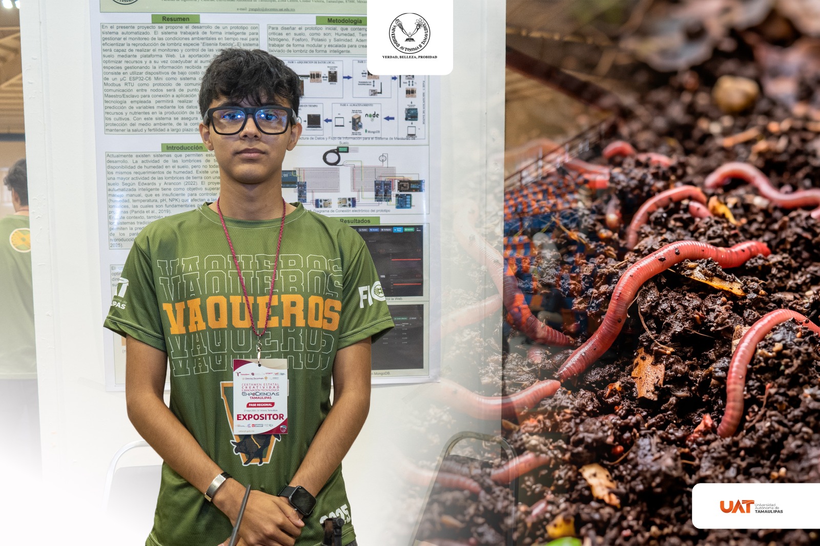 Estudiante de la UAT desarrolla prototipo con IA para optimizar la lombricultura a bajo costo 