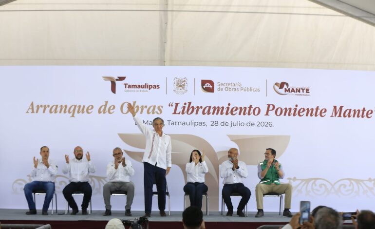 Arranca Américo Villarreal libramiento poniente y entrega obras hidráulicas y deportivas en El Mante 