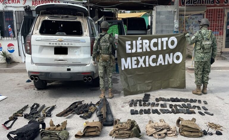 Ejército asegura armamento en Matamoros