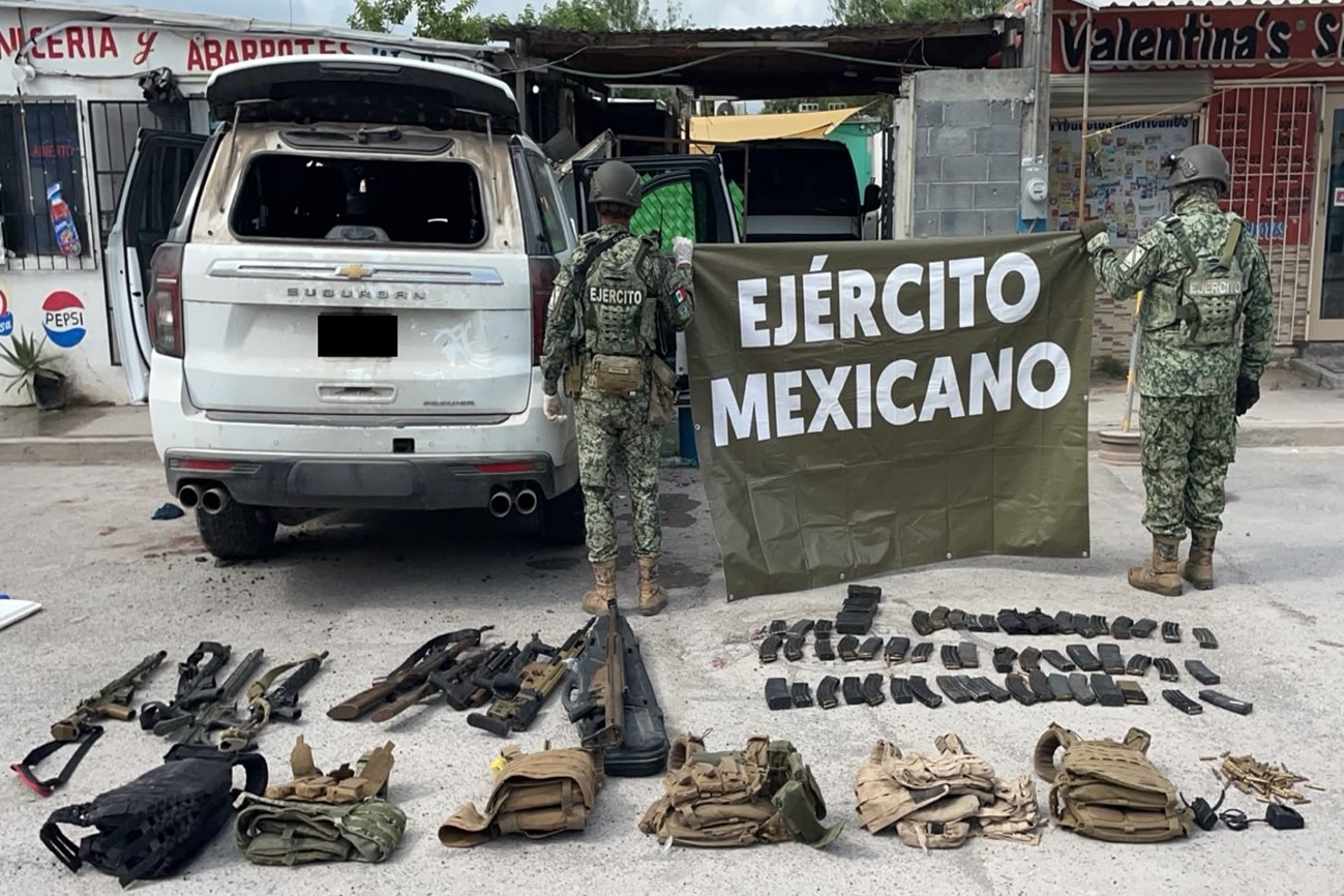 Ejército asegura armamento en Matamoros