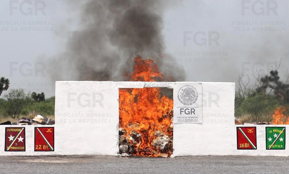 FGR incinera en Nuevo León 3.4 toneladas de drogas decomisadas en estados del noreste