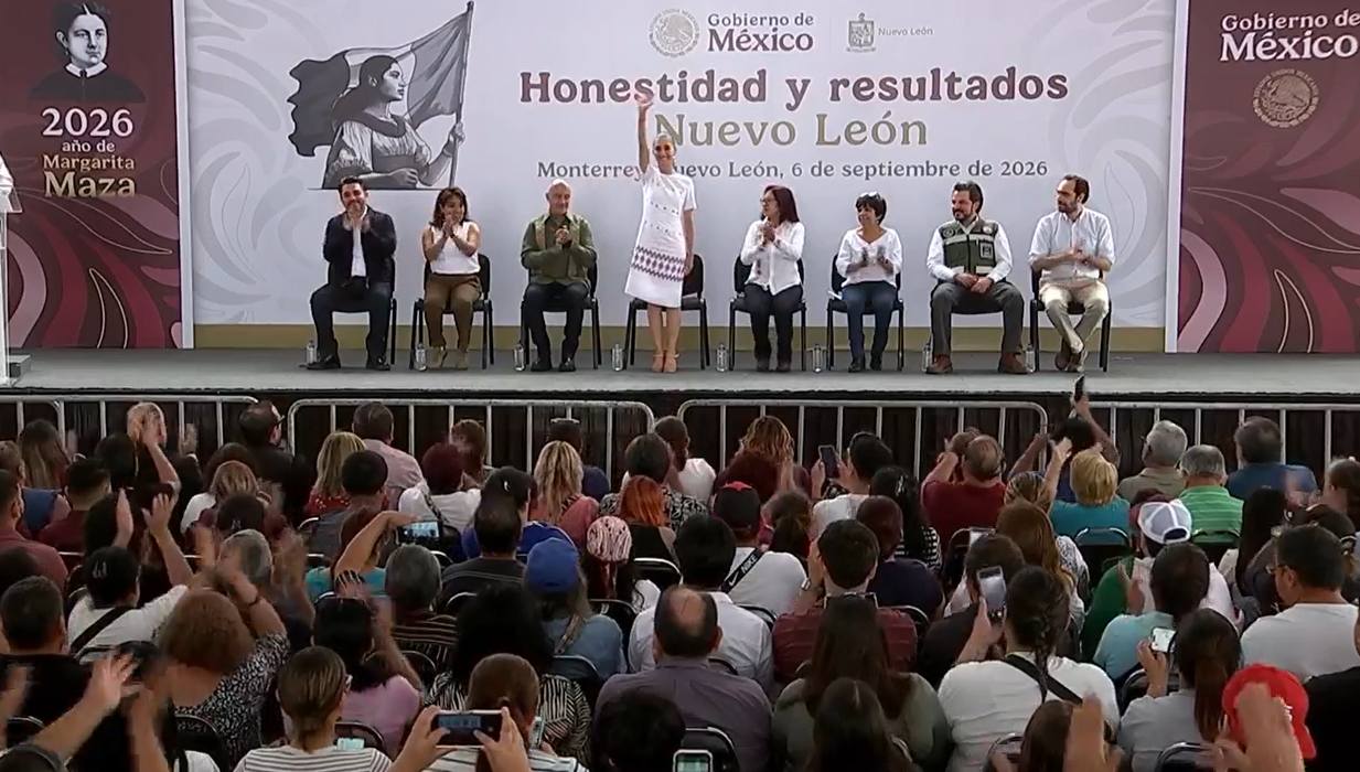 Sheinbaum rinde Informe en Nuevo León; Samuel se ausenta por temor a abucheos